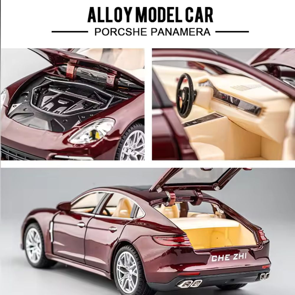 1:24 Scale Porsche Panamera Die-Cast Metal Model with Lights, Sound, and Smoke