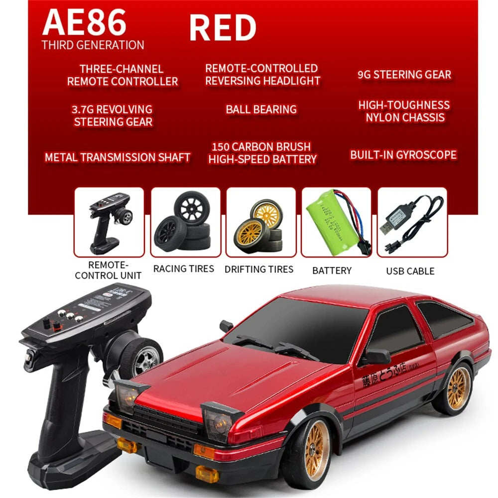 LDRC LD-A86P 1/18 RTR RC Drift Car – RWD, Gyro Stabilized, LED Lights, Full Proportional Control